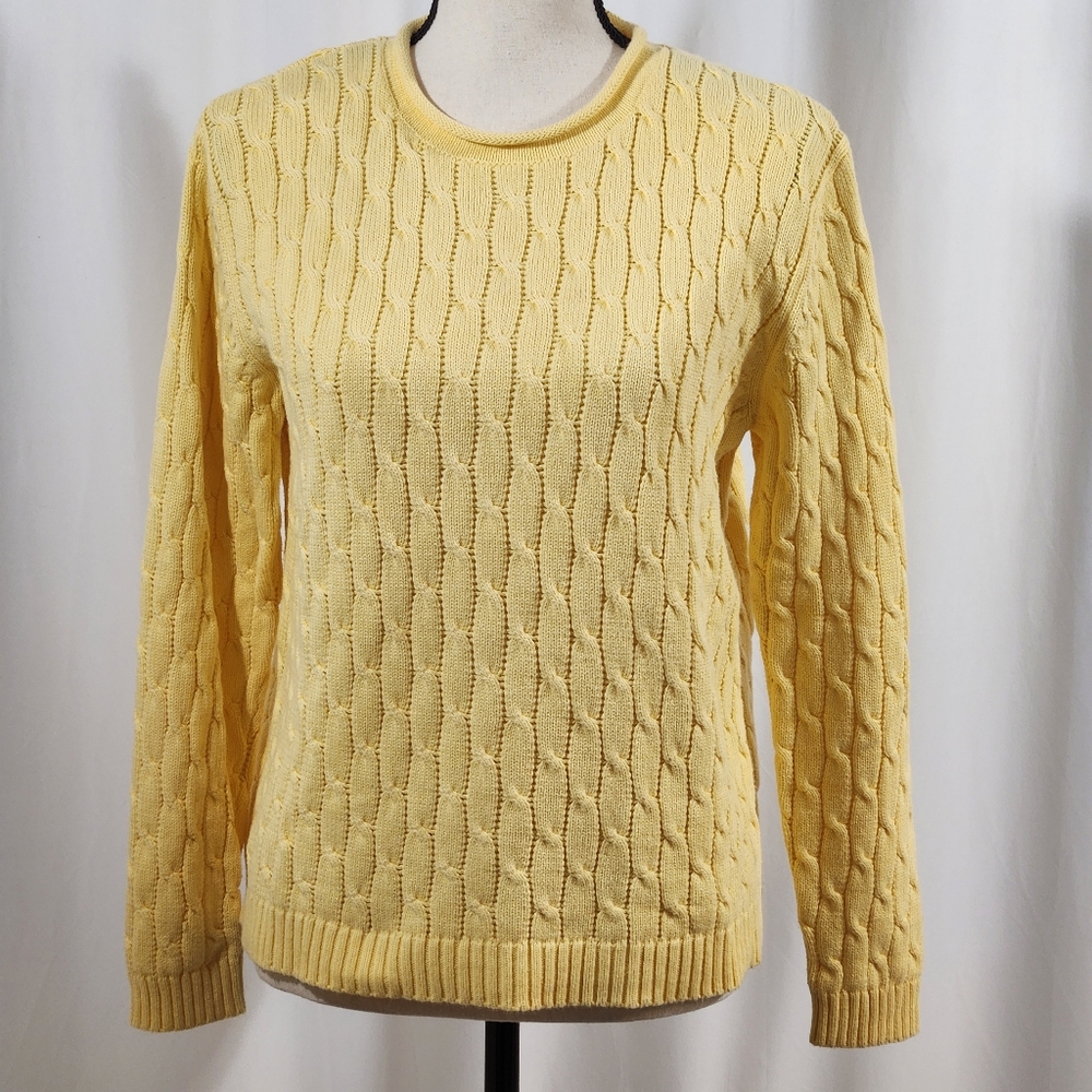 Sunshine Yellow Karen Scott Sport Cable Knit Sweater